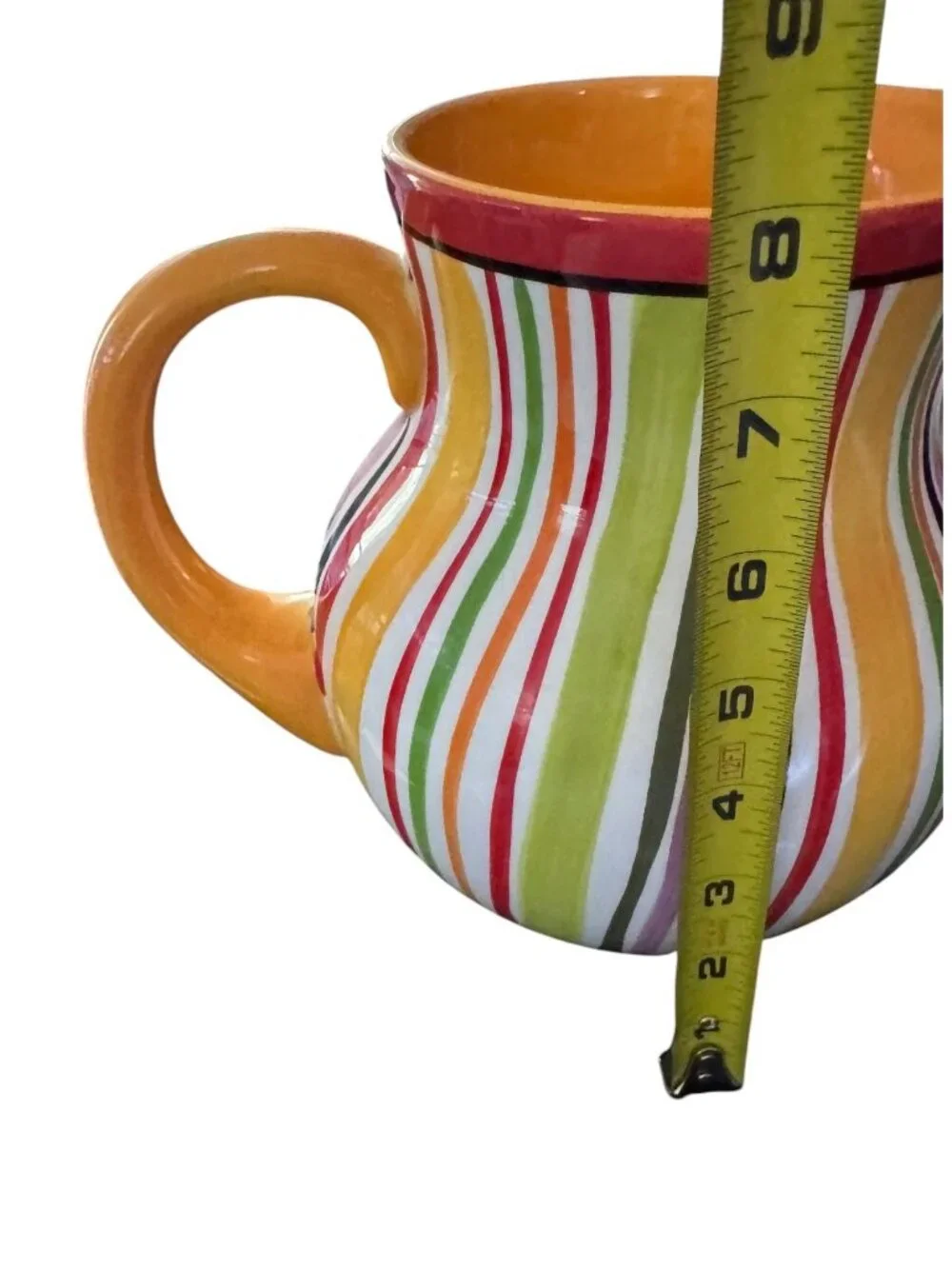 Crate & Barrel Multicolor  Carnival Striped Pitcher With  Handle 7